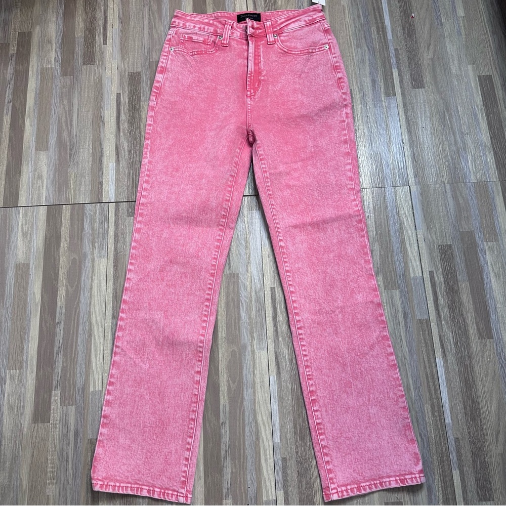 Juicy Couture Pink Acid Washed Straight Leg Jeans NWT Women’s Size 25”